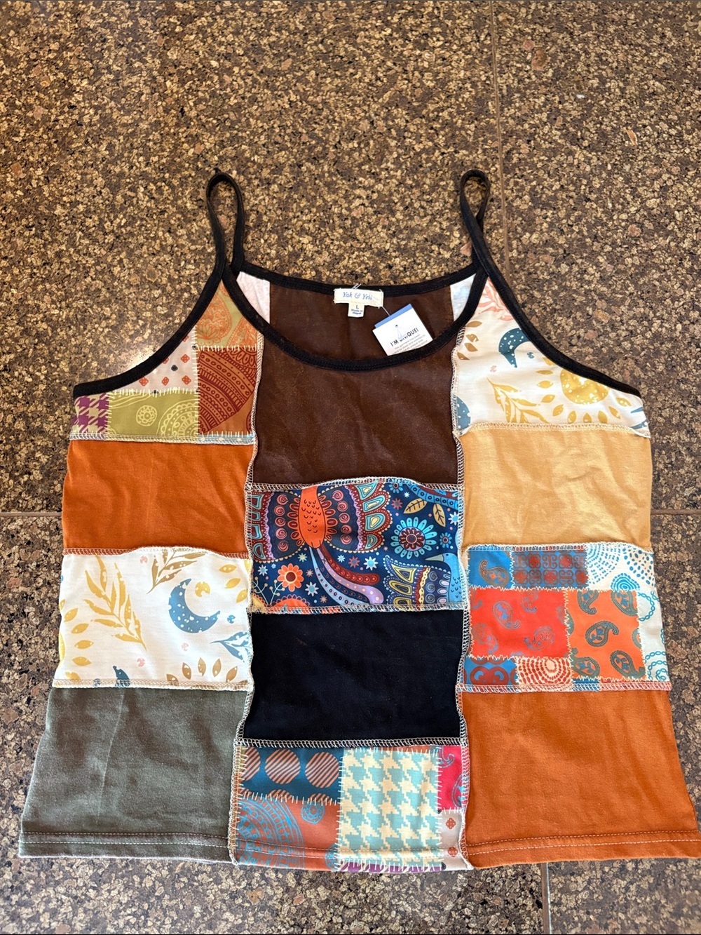 Patchwork Spaghetti Strap Camisole - Multicolor